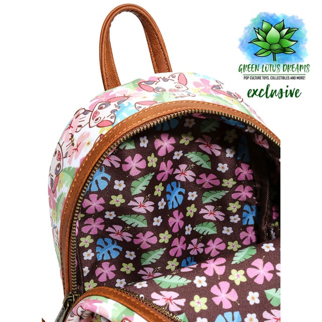 Loungefly Disney Moana Pua Floral All Over Print Mini Backpack GLD