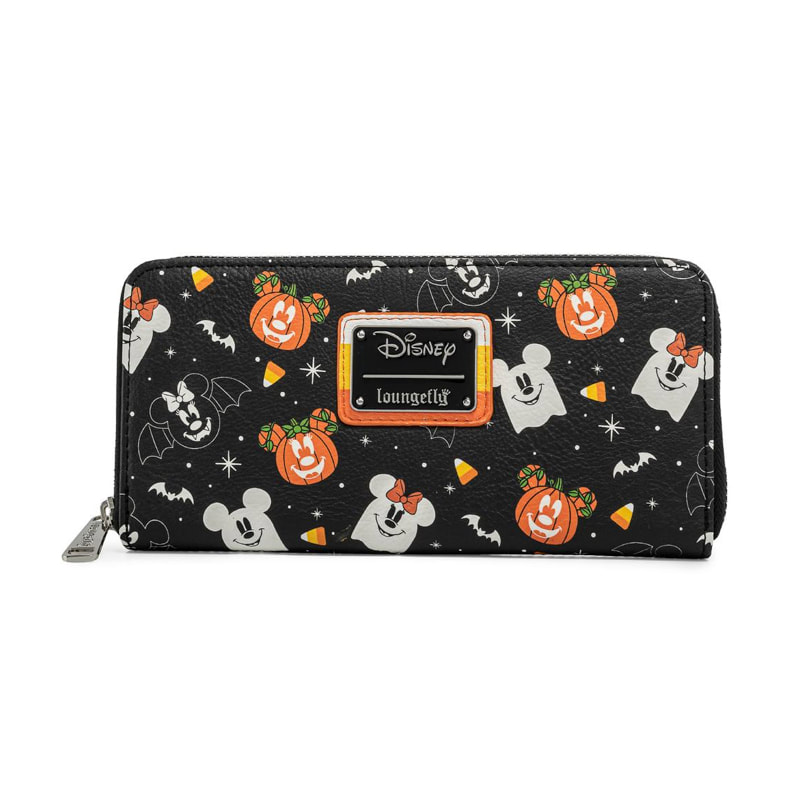 Loungefly Disney Spooky Mickey and Minnie Mouse Candy Corn Zip 